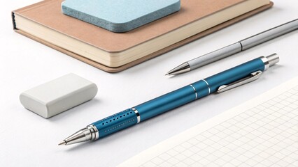 Blue Mechanical Pencil and Stationery Still Life Composition V7