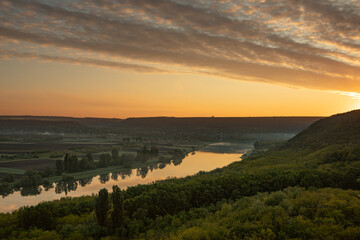 Beautiful nature landscape from the Republic of Moldova in summer. Rural village life in Eastern Europe