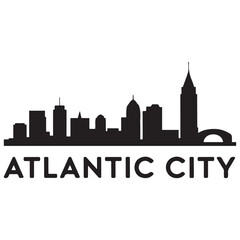 Atlantic city skyline silhouette. Black Arlington city design Vector black silhouette. with white background © firoz