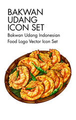 Bakwan udang indonesian Food logo vector Icon set
