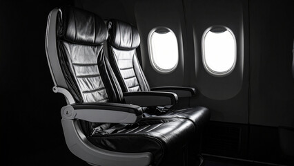 Fototapeta premium Isolated Firefly Airline Seat on Transparent Background – Economy Cabin Interior Detail