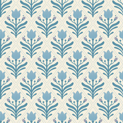 Blue floral pattern, warm color tone, fabric pattern, nature, wallpaper pattern