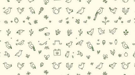 Obraz premium Bird and Nature Seamless Pattern