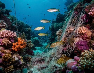 Obraz premium Reef Prison — Fish Trapped Among Corals