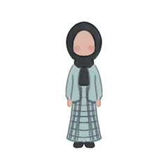 Cute Faceless Outfit Hijab Flat Illustration