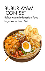 Bubur ayam indonesian Food logo vector Icon set