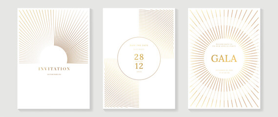 Fototapeta na wymiar Luxury wedding invitation card background vector. Golden elegant gold wavy lines on white background. Premium design illustration for wedding, vip cover template, banner, poster.