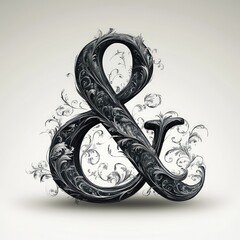 Ornate ampersand design.  Intricate, decorative ampersand.  Exquisitely detailed, stylized
