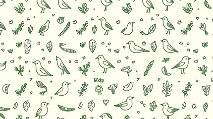 Fototapeta premium Bird and Plant Pattern Design