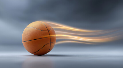Fototapeta premium Basketball in motion with dynamic speed lines, showcasing the energy and excitement of the game, set against a blurred background emphasizing movement and action