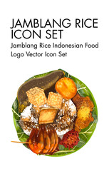 Jamblang rice indonesian Food logo vector Icon set