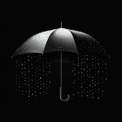 Wet umbrella on black background
