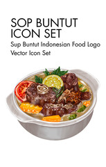 Sup buntut indonesian Food logo vector Icon set