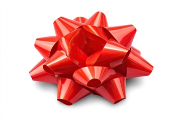 Bright red gift bow, star shape