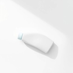 Blank white plastic bottle, light teal cap, studio shot