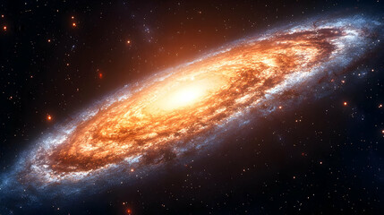 Fototapeta premium Spiral Galaxy in Deep Space Orange and Blue Hues