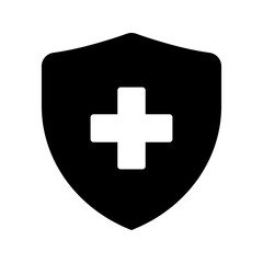 Health insurance icon, Insurance health, medical health protection shield with cross set icons, healthcare medicine protected guard shield concept.