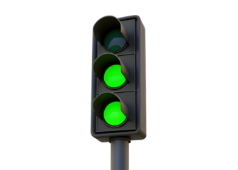 Green traffic light isolated on white background PNG