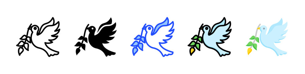 Peace Dove Icon Collection With Multiple Styles