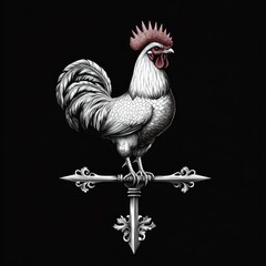 Detailed rooster weather vane
