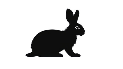 Obraz premium Side View Silhouette of a Rabbit Highlighting Its Distinctive Profile Isolated on White Background