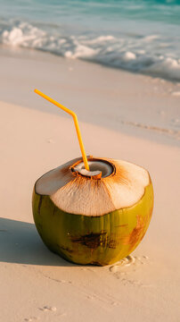 Tropical beach coconut drink summer vacation