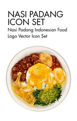 Nasi padang indonesian Food logo vector Icon set