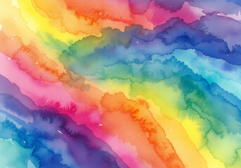 Rainbow Watercolor Background Vibrant Colors Texture isolated on transparent background