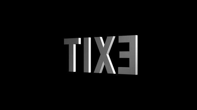 exit 3d rotating text animation video. animated for social media on solid black green white background. closed