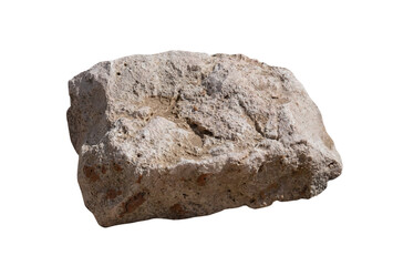 Stone Rock Podium isolated, Stone stand Display product on white background,Stone Sea formation located part of the mountain, Cliff Rock boulder with natural rough texture surfacewith clipping path