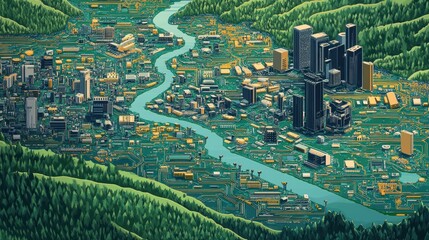 Cityscape circuit board