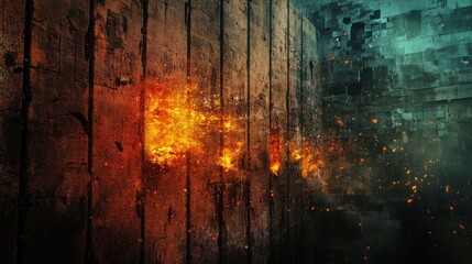 Fiery Concrete Walls