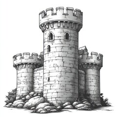 Medieval castle tower illustration