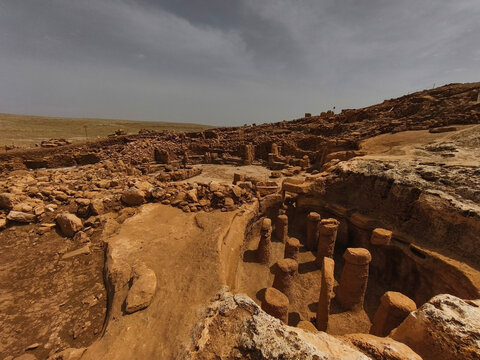 Karahan Tepe, an archaeological site in Sanliurfa, Turkey. The site is close to Gobekli Tepe and archaeologists have also uncovered T shaped stelae there and believe that the sites are related.