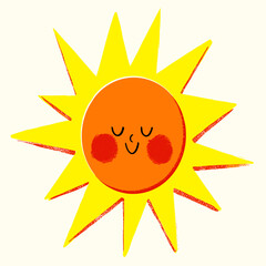 Happy Sun Illustration: Bright, Cheerful Cartoon Sun Character