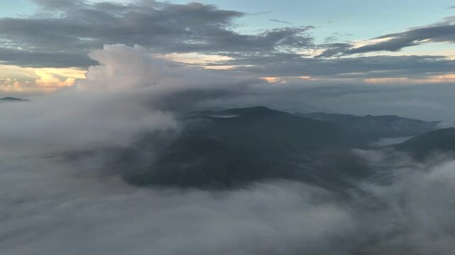 Aerial drone view of Mount Bromo east java indonesia active volcano Tengger mountains