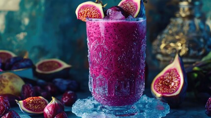 Refreshing Purple Fig Smoothie in Ornate Glass