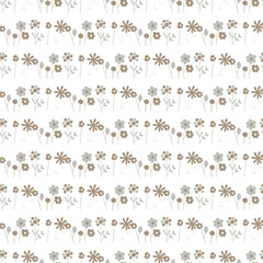 Seamless floral pattern with delicate herbal elements. 