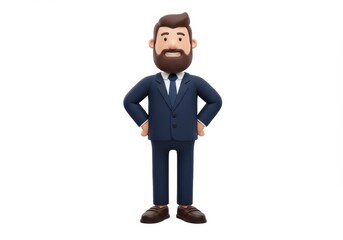 Obraz premium 3D Illustration of Cartoon businessman in suit isolated on white background