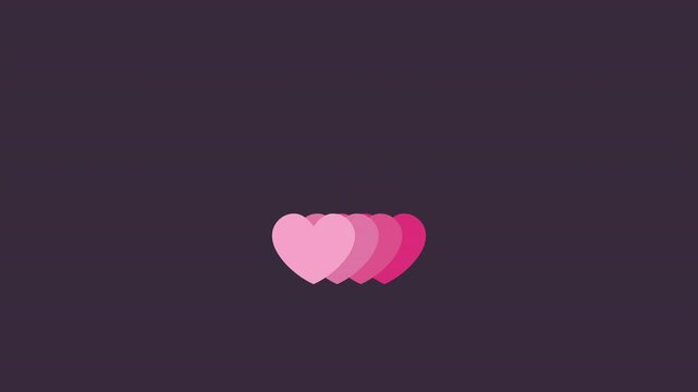 Flying pink heart. Loopable 2d animation video. Motion graphics with alpha channel.