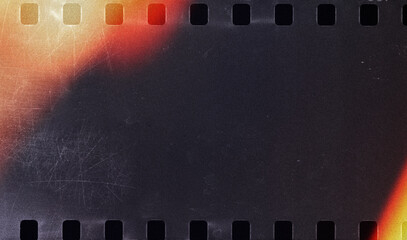 vintage film strip with orange edges and faded texture, perfect for retro designs, photo overlays,...