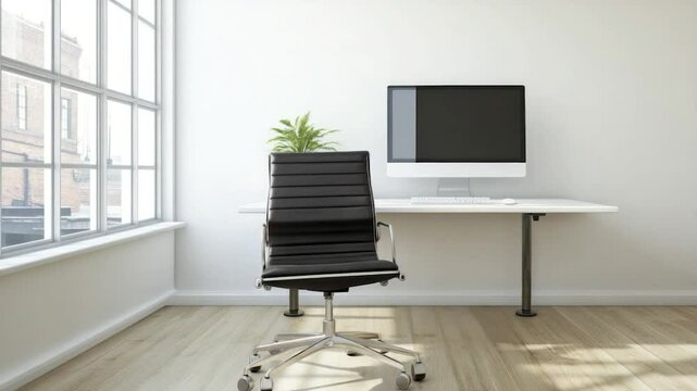 Modern minimalist workspace with a computer