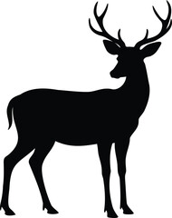 Elegant silhouette of a majestic deer with impressive antlers standing gracefully