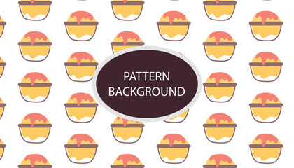 shaved ice pattern background. Shaved Ice with Topping .vector pattern with ice cream and Korean traditional ice flakes dessert called bingsu. Menu, poster, banner, flyer template for a cafe.