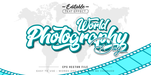 World photography day text effect with cliché.