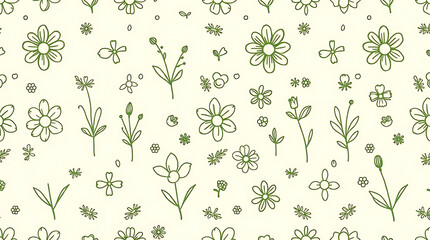 Flower Pattern Green Outline