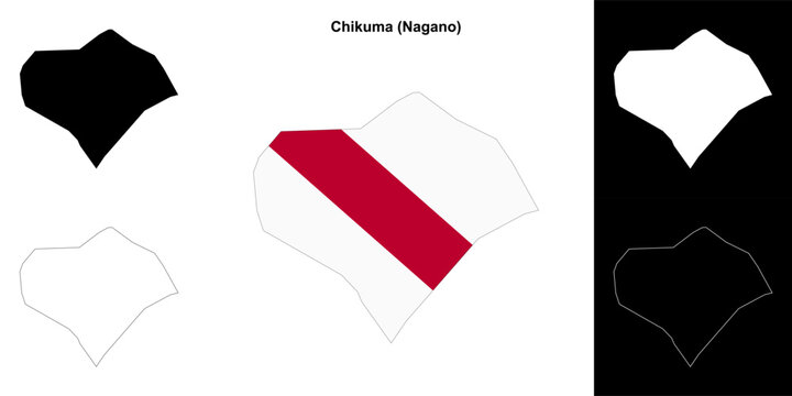 Chikuma (Nagano) outline map set