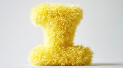 Bright yellow fluffy letter I stands out against a clean white background, adding charm and whimsy to the decor or design elements