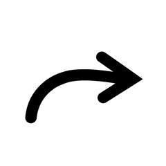 Curved arrow isolated on white background, pointing right. for navigation, direction, and user interface design.