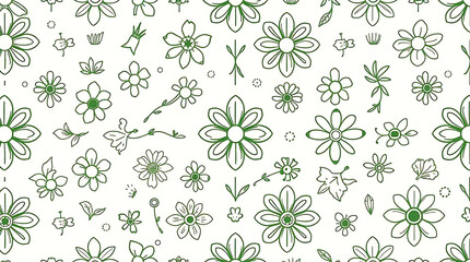 Flower Pattern with Green Lines